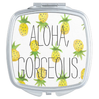 Aloha Pineapple Watercolor Compact Mirror