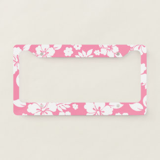 Aloha Pink Classic Hawaiian Hibiscus Print License Plate Frame