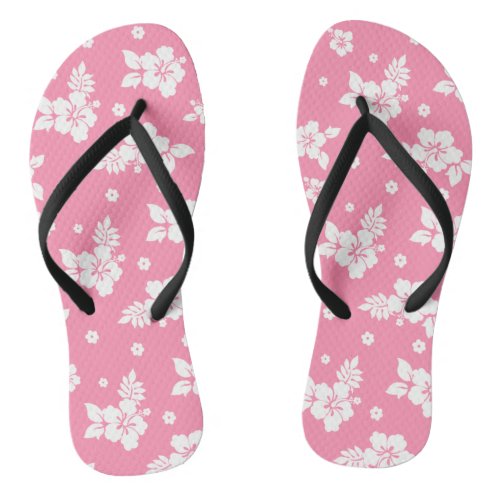 Aloha Pink Classic Hawaiian Seamless Pattern Flip Flops