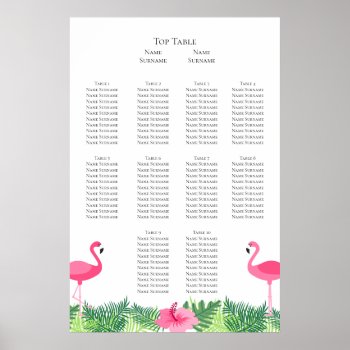 Aloha Pink Flamingo Tropical Wedding Seating Plan Poster by Ricaso_Wedding at Zazzle