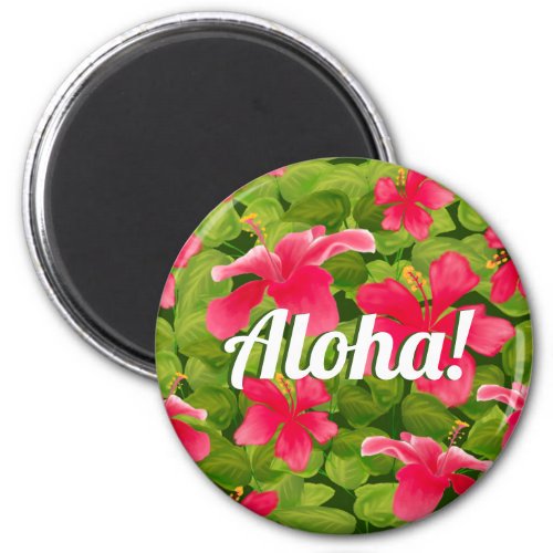 Aloha Pink Hawaiian Hibiscus Tropical Magnet