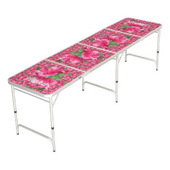 Aloha Pink Hibiscus Beauty Beer Pong Table by anuradesignstudio at Zazzle