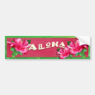 Aloha Pink Hibiscus Decorative Bumper Sticker