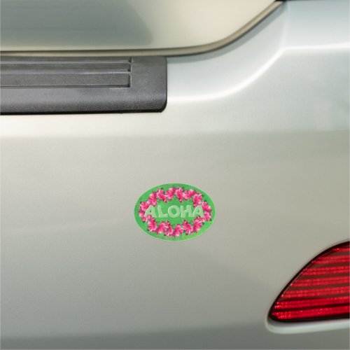Aloha Pink Hibiscus Lei Car Magnet