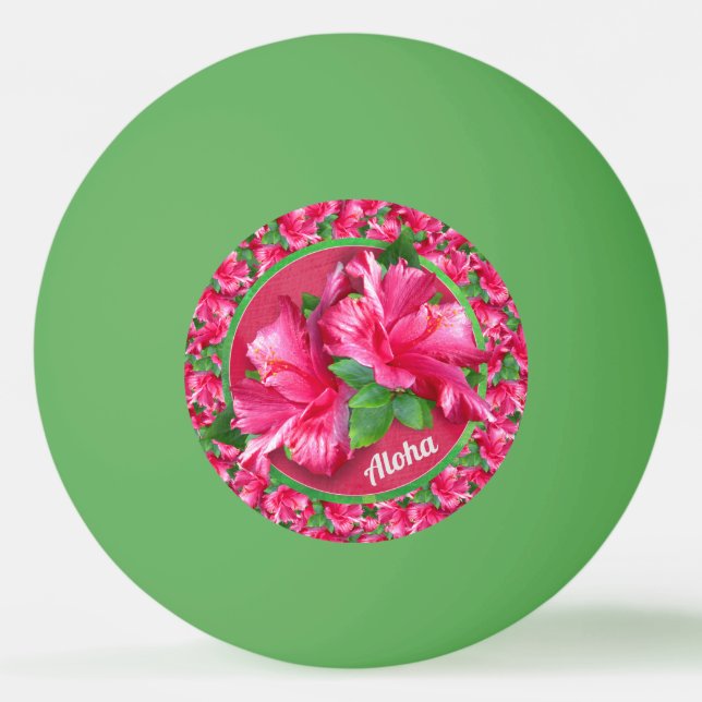 Aloha Pink Hibiscus Ping Pong Ball (Front)