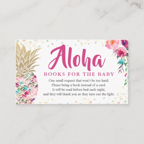 Aloha Pink Pineapple Baby Shower Book Request Enclosure Card