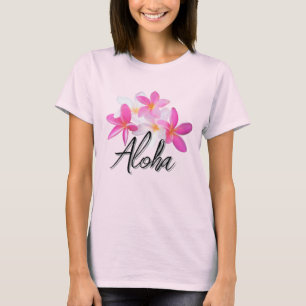 Aloha Pink Plumerias Hawaiian Flowers Tropical T-Shirt