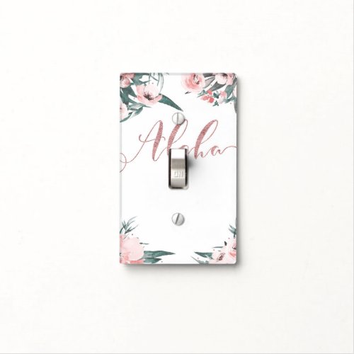 Aloha Pink Tropical Floral Modern Watercolor Light Switch Cover