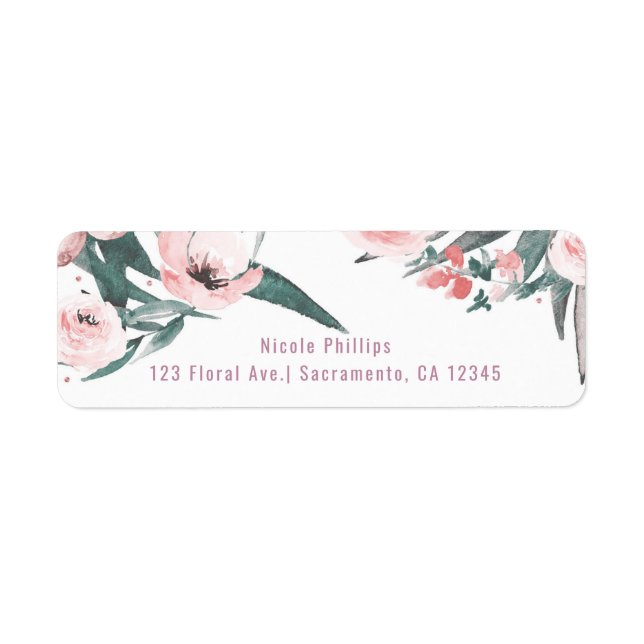 Aloha Pink Tropical Summer Floral Bridal Shower Label (Front)