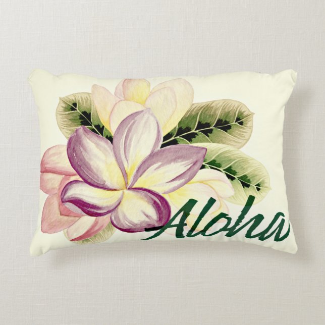 Aloha Plumeria Accent Pillow (Front)