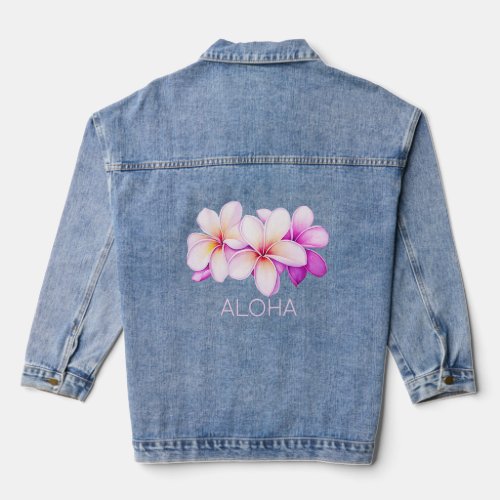 Aloha Plumeria Hawaiian  Denim Jacket