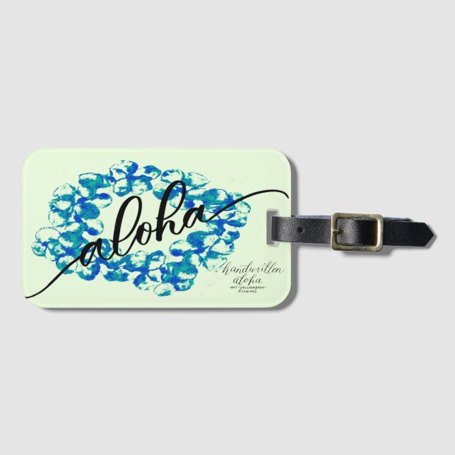 Aloha Plumeria Lei Bag Tag (Front Horizontal)