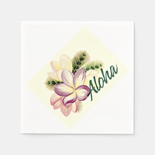 Aloha Plumeria Paper Napkins (Front)