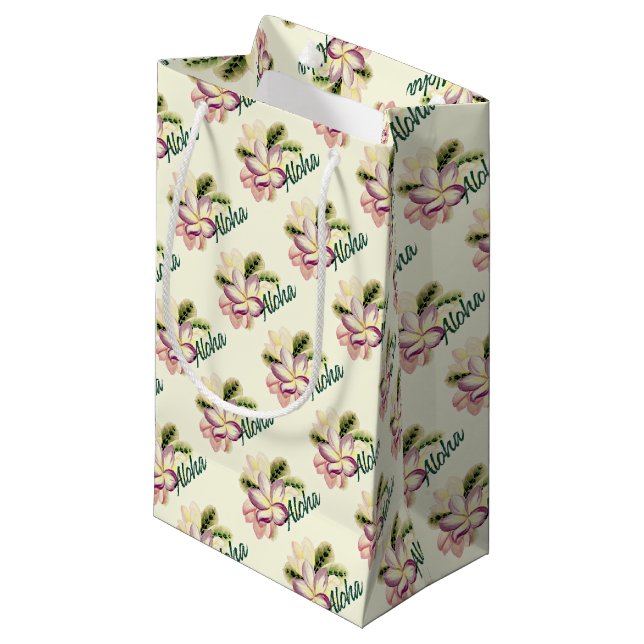 Aloha Plumeria Small Gift Bag (Front Angled)