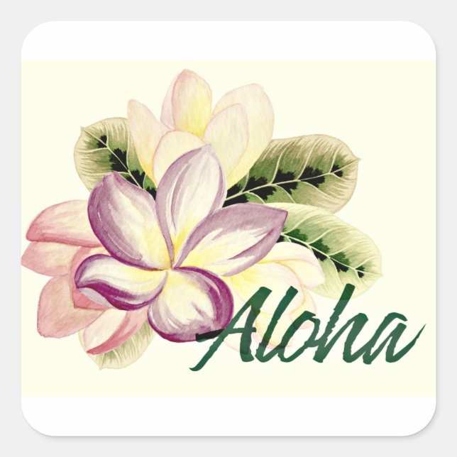 Aloha Plumeria Square Sticker (Front)