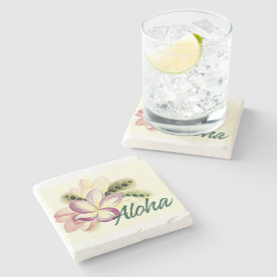 Aloha Plumeria Stone Coaster
