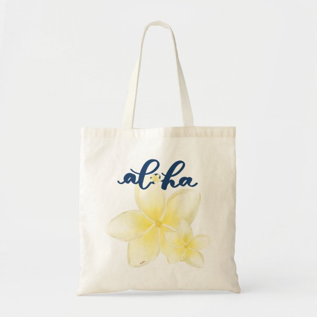 Aloha Plumeria Tote Bag (blank back) (Front)