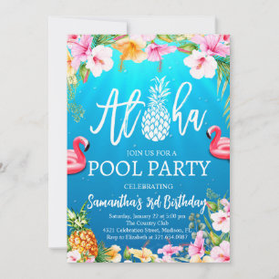 Aloha Pool Party Birthday Invitation