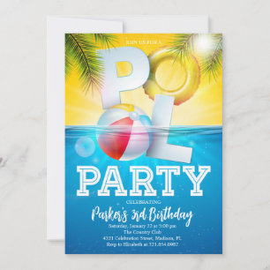Aloha Pool Party Birthday Invitation