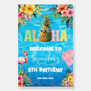 Aloha Pool Party Birthday Welcome sign Foam Board