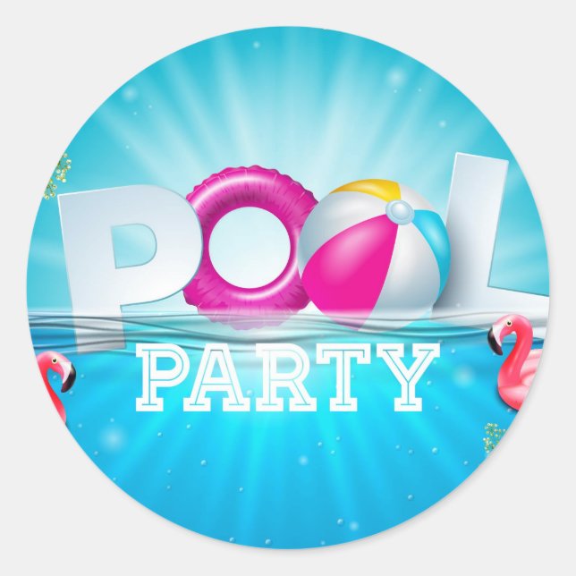 Aloha Pool Party Classic Round Sticker (Front)