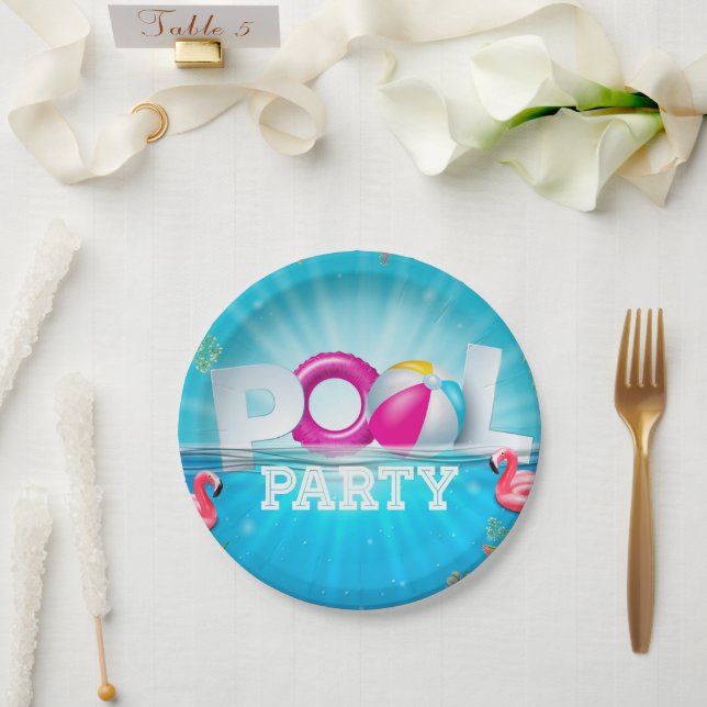 Aloha Pool Party Paper Plates (Wedding)