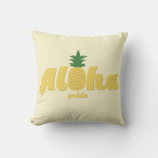 Aloha Pride Hawaiian Tropical Pineapple Pillow (Front)