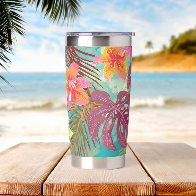 Aloha print hawaiian tropical insulated tumbler (Beach)