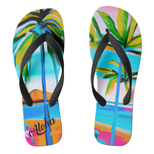 Aloha print slippers - flip flops