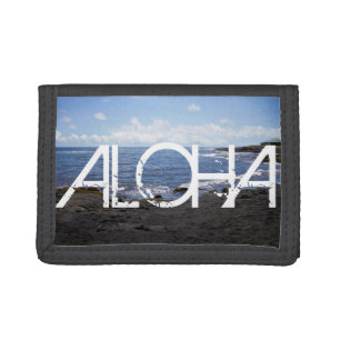 ALOHA Punalu'u Black Sand Beach Hawaii Tri-fold Wallet