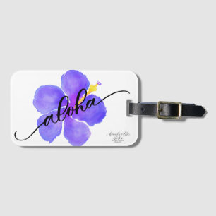 Aloha Purple Hibiscus Bag Tag