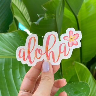 Aloha Quote Hawaii Watercolor Tropical Sticker