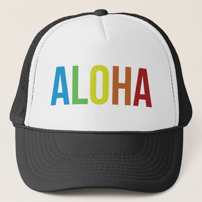 Aloha Rainbow Trucker Hat (Front)