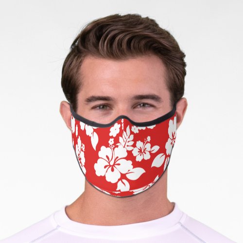 Aloha Red Classic Hawaiian Hibiscus Print Premium Face Mask