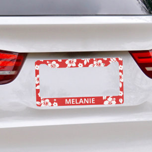 Aloha Red Classic Hawaiian Print Name License Plate Frame