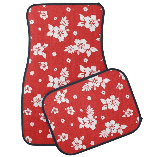 Aloha Red Classic Hawaiian Seamless Pattern Car Floor Mat (Set)