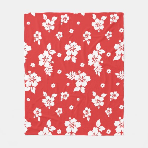 Aloha Red Classic Hawaiian Seamless Pattern  Fleece Blanket