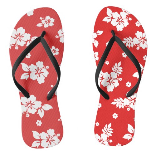 Aloha Red Classic Hawaiian Seamless Pattern Flip Flops