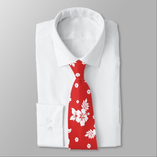 Aloha Red Classic Hawaiian Seamless Pattern Neck Tie