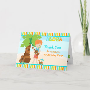 Aloha Red Hair Boy Thank You Card