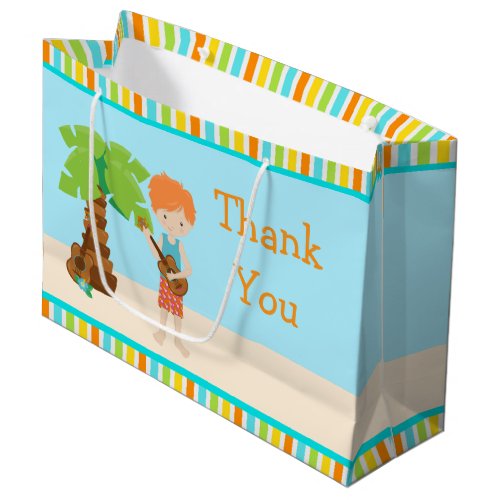 Aloha Red Hair Boy Thank You Large Gift Bag