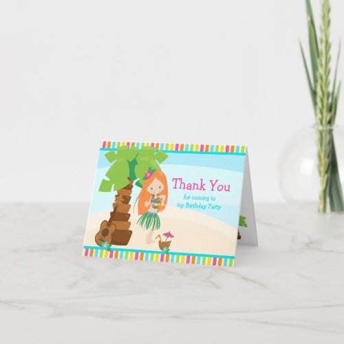 Aloha Red Hair Girl Thank You Card