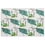 ALOHA: RETRO BEACH GRAPHIC in AQUA and GREEN Fabric