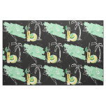 ALOHA: RETRO BEACH GRAPHIC in GREEN and YELLOW Fabric