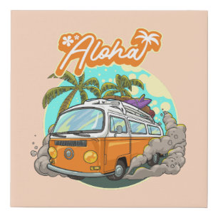 Aloha Retro Surf Van Faux Canvas Print