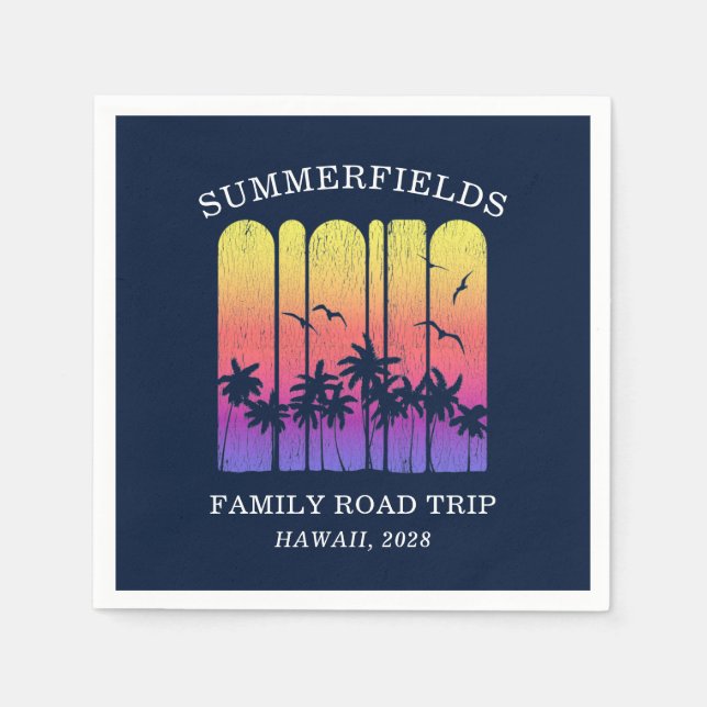 Aloha Retro Tropical Road Trip Matching Family Napkins (Front)