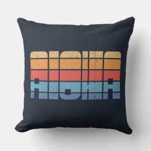 Aloha Retro Tropical Theme Distressed Housewarming Outdoor Pillow