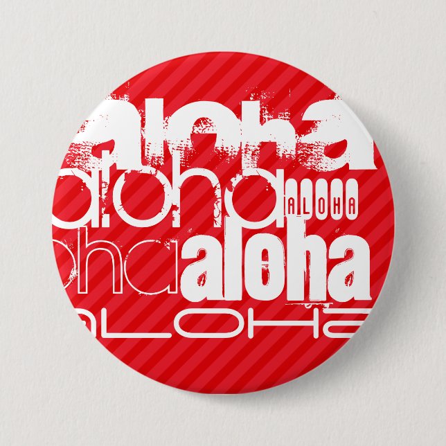 Aloha; Scarlet Red Stripes Pinback Button (Front)