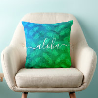 Aloha Script Blue Green Pineapple Pattern Tropical