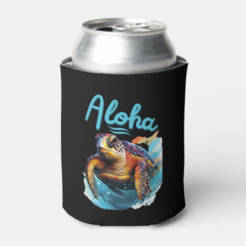 Aloha sea turtle Hawaiian underwater world summer Can Cooler